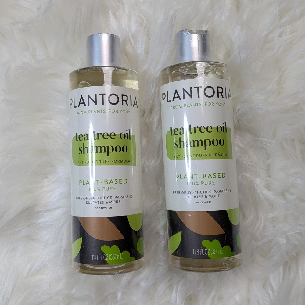 Set of 2 Plantoria Tea Tree Oil Shampoo Anti Dandruff Formula 11.8 oz 100% Pure